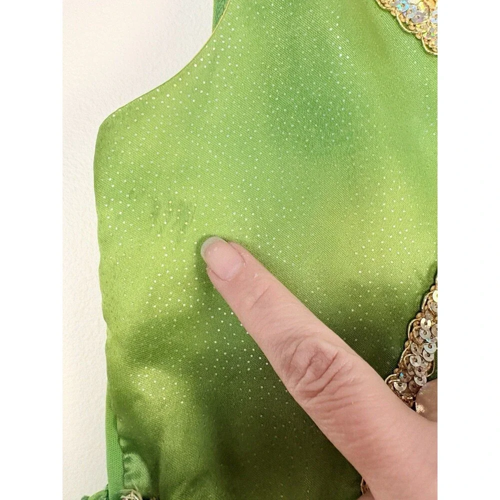 Disney Princess Tiana Dress Size 5/6 Costume Yellow Green Dress-Up Theme Park